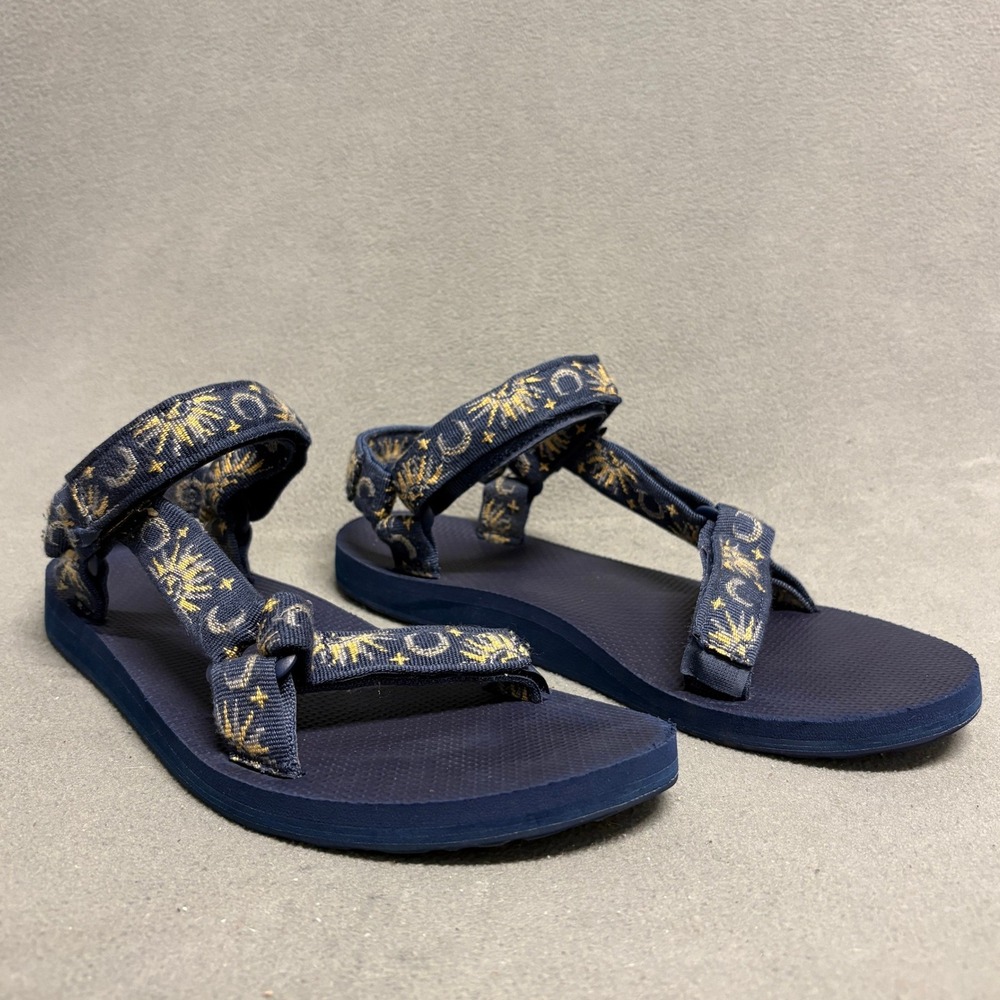Teva Original Universal Sandals Womens 9 Navy Blue Celestial Sun Moon - Picture 2 of 10